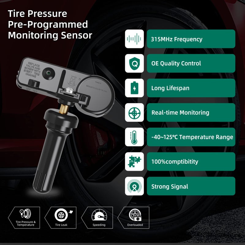 CDWTPS TPMS Sensor,315MHZ Tire Pressure Monitor System for 2006-2010 Chrysler| Dodge| Jeep 4-Pack Replaces# 56029481AB 56029359AB,68078768AA - Image 3